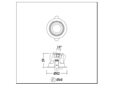 Dimensional drawing Zumtobel LILY LED  96632291 Downlight spot floodlight LILY LED 96632291