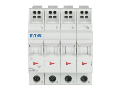 Front view Eaton PLI B3 3N Miniature circuit breaker 4 p B3A
