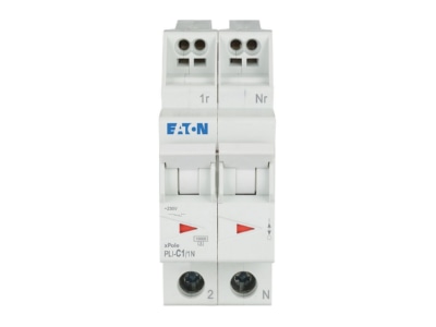 Front view Eaton PLI C1 1N Miniature circuit breaker 2 p C1A
