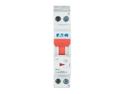 Front view Eaton PLN6 B10 1N DE Miniature circuit breaker 2 p B10A
