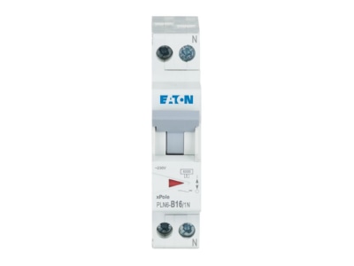 Front view Eaton PLN6 B16 1N DE Miniature circuit breaker 2 p B16A
