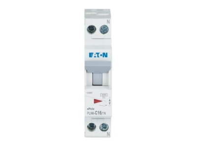 Front view Eaton PLN6 C16 1N DE Miniature circuit breaker 2 p C16A
