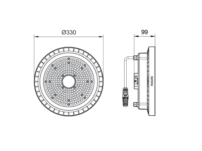 Mazeichnung Signify PLS BY121P G5  95573800 LED Hallenleuchte 840  DALI BY121P G5 95573800