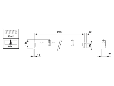 Dimensional drawing Signify PLS RC532B LED  97188200 Ceiling  wall luminaire RC532B LED 97188200