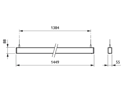 Mazeichnung Signify PLS SP532P LED  97257500 LED Anbau u Pendelleuchte 940  Interact  DALI SP532P LED 97257500