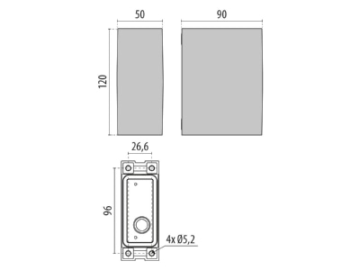 Dimensional drawing Performance in Light 3118411 Ceiling  wall luminaire 1x11W