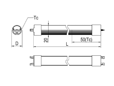 Mazeichnung Ridi Leuchten R TUBE G2  1206725LD LED Lampe R TUBE 865 R TUBE G2 1206725LD