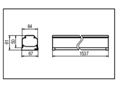 Dimensional drawing Ridi Leuchten VL1GPS1537   1562009 Gear tray for light line system VL1GPS1537  1562009