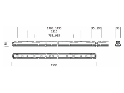 Dimensional drawing Siteco 51FF40MP360H Ceiling  wall luminaire