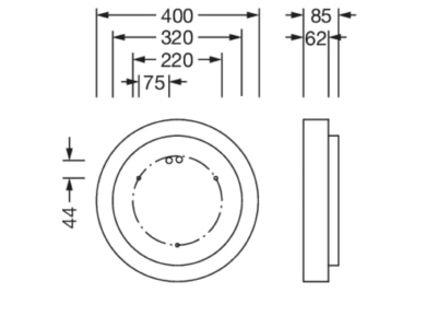 Dimensional drawing Siteco 51MR34ND0421W Ceiling  wall luminaire