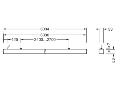 Dimensional drawing Siteco 51MX33DC3DSB Pendant luminaire LED not exchangeable   LED light 830 