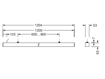 Dimensional drawing Siteco 51MX36DA47WB Pendant luminaire LED not exchangeable