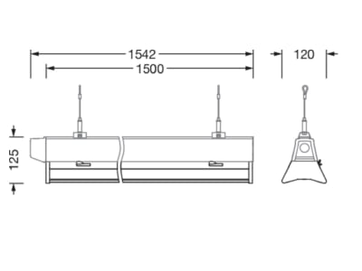 Dimensional drawing Siteco 52TD16DN445G Gear tray for light line system