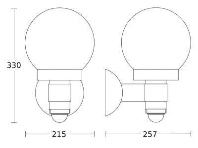 Dimensional drawing Steinel L 115 S anthrazit Ceiling  wall luminaire 1x60W