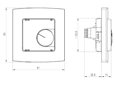 Mazeichnung Alre it RTBSU 401 052 21 Raumtemperaturregler Oeffner  Anzeige RTBSU 401 05221