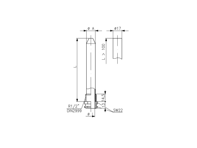 Dimensional drawing Alre it THK 2 100 Immersion tube