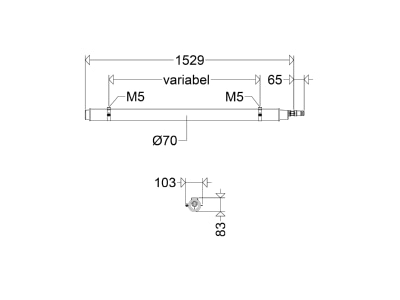 Dimensional drawing Schuch 107 15L60 XR LW Ceiling  wall luminaire