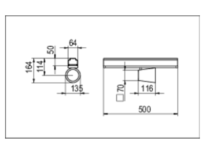 Dimensional drawing Ridi Leuchten VLMF CI 0321979SW691 Gear tray for light line system VLMF CI0321979SW691