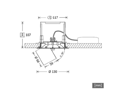 Dimensional drawing LTS ORYOR101940 45DALIws Downlight spot floodlight 1x20W   LED recessed spotlight 4000K DALI 