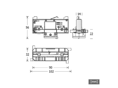 Dimensional drawing LTS ST Z LAB 30 M13 ws Luminaire connection adapter
