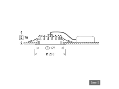 Dimensional drawing LTS VTFM R101 830 DALISI Downlight spot floodlight 1x21W