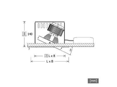 Dimensional drawing LTS SCEKLP20 3030 45D ws Downlight spot floodlight 1x36W