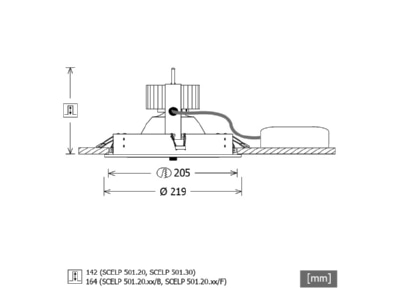 Dimensional drawing LTS SCELP501 3027 35D si Downlight spot floodlight 1x36W