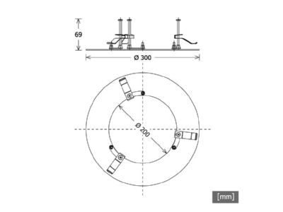Dimensional drawing LTS ZDAR 200 220 280 ws Installation frame for luminaires