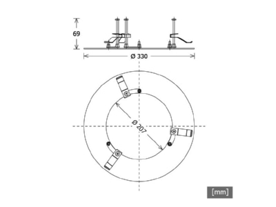 Dimensional drawing LTS ZDAR 207 250 310 ws Installation frame for luminaires