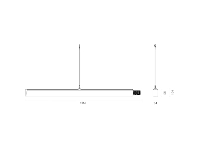 Dimensional drawing Lichtline 126090400138 Batten luminaire LED not exchangeable