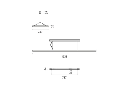 Dimensional drawing Performance in Light 3111806 Pendant luminaire 1x62W LED exchangeable

