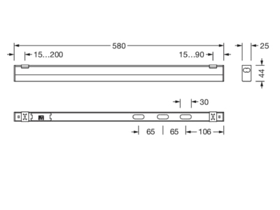 Dimensional drawing Siteco 51LP327DM10AF Batten luminaire LED not exchangeable