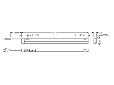Dimensional drawing Siteco 51LP327DM10AN Batten luminaire LED not exchangeable