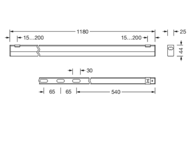 Dimensional drawing Siteco 51LP327KM20AF Batten luminaire LED not exchangeable
