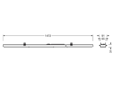 Dimensional drawing Siteco 51RE12MB68B Gear tray for light line system