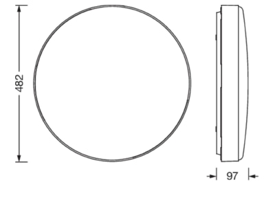 Dimensional drawing Siteco 51WC10DB44A Ceiling  wall luminaire