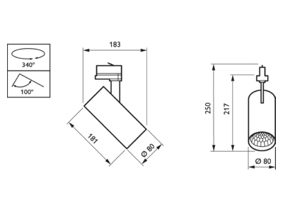 Mazeichnung Philips Licht ST315T LED  41343900 LED Stromschienenstrahler 2700K