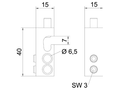 Dimensional drawing 2 OBO AKL 25 E Terminal strip