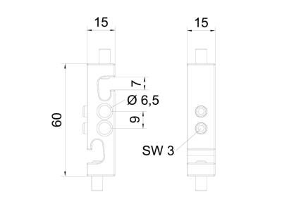 Dimensional drawing 1 OBO AKL 25 Z Terminal strip
