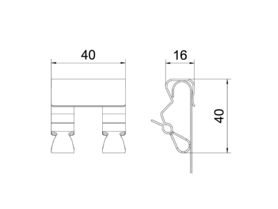 Dimensional drawing 1 OBO KFL 25 G Earth terminal clamp
