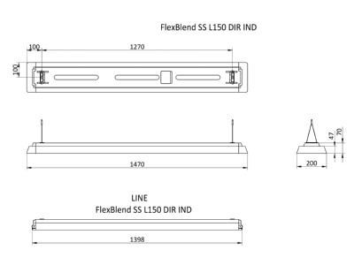 Mazeichnung Philips Licht SP342P 70S  18295000 LED Pendelleuchte 4000K  DALI  weiss SP342P 70S 18295000