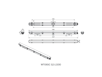 Dimensional drawing Signify PLS WT065C LED  50021199 Ceiling  wall luminaire WT065C LED 50021199