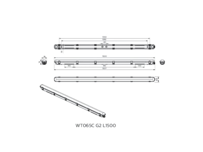 Dimensional drawing Signify PLS WT065C LED  50022899 Ceiling  wall luminaire WT065C LED 50022899