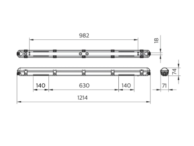 Dimensional drawing Signify PLS WT065C LED  50023599 Ceiling  wall luminaire WT065C LED 50023599