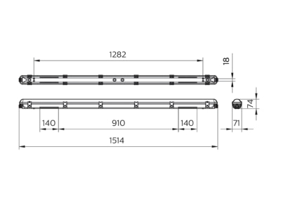 Dimensional drawing Signify PLS WT065C LED  50024299 Ceiling  wall luminaire WT065C LED 50024299
