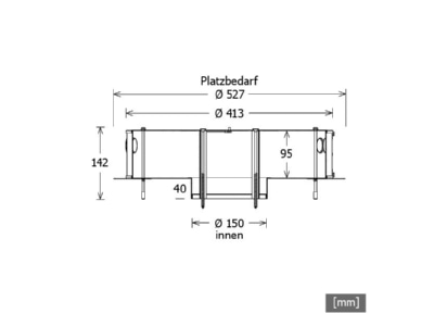 Dimensional drawing LTS BTS 413 150 142 Recessed installation box for luminaire