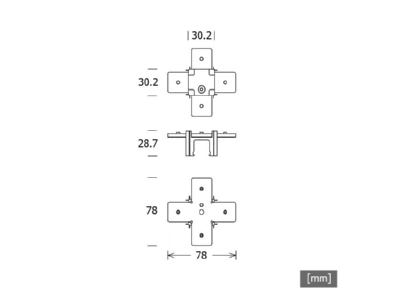 Dimensional drawing LTS NEOAXSS9517PST6ws Coupler connector X shape for luminaires