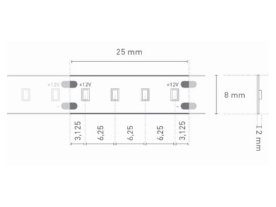 Dimensional drawing Barthelme 51541428 LED Strip BASIC 24V 5m 2700K