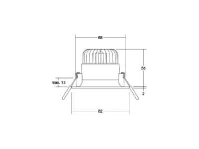 Dimensional drawing Brumberg 12384173 Downlight spot floodlight 1x7W