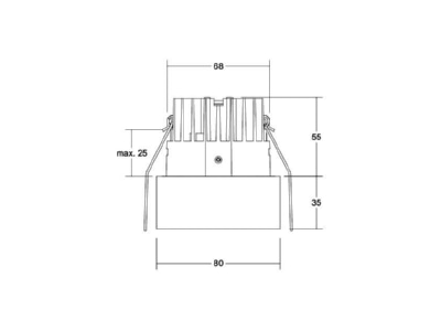 Dimensional drawing Brumberg 12391173 Downlight spot floodlight 1x8 9W
